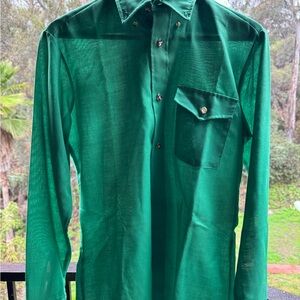 Ivy Classics Unisex Vtg Green Single Stitch Button Down Shirt. Size Small. USA
